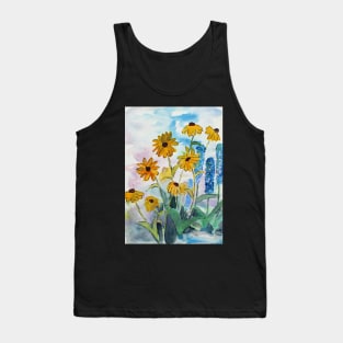 Loose Watercolor painting with yellow flowers Tank Top